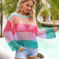 Color Block Openwork Boat Neck Cover Up