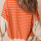 Slit Striped Long Sleeve Sweatshirt