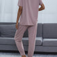 Round Neck Short Sleeve Top and Pants Set