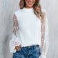 Mock Neck Flounce Sleeve Blouse