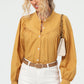 Ruched Button Up Long Sleeve Shirt