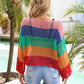 Color Block Openwork Boat Neck Cover Up