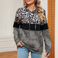 Leopard Drawstring Hoodie with Pocket