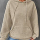 Textured Drawstring Drop Shoulder Hoodie