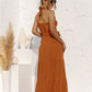 Halter Neck Tie Waist Tiered Maxi Dress