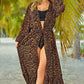 Leopard Open Front Long Sleeve Cover Up