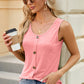 Decorative Button Round Neck Tank