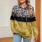 Leopard Drawstring Hoodie with Pocket