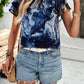 Devine Printed Ruffled Mock Neck Blouse