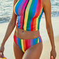 Rainbow Striped Split Bikini