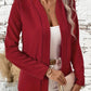 Solid Color Open Front Long Sleeve Cardigan