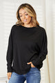Double Take Seam Detail Round Neck Long Sleeve Top Black