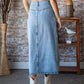 Veveret Slit Mid Rise Waist Denim Skirt