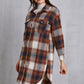 MeiMei Plaid Button Up Dropped Shoulder Coat with Pockets