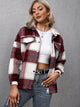 Ivy Lane Plaid Long Sleeve Shirt Jacket Burgundy