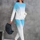 Gradient Round Neck Sweatshirt and Joggers Set