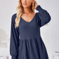 V-Neck Lantern Sleeve Blouse