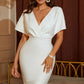 Beaded Dolman Sleeve Surplice Bodycon Dress