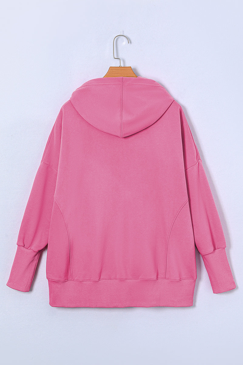 Quarter-Snap Dropped Shoulder Hoodie