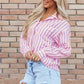 Striped Collared Neck Long Sleeve Shirt