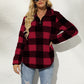 Shiny Plaid Half Zip Long Sleeve Sweatshirt