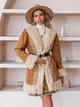 Fuzzy Open Front Long Sleeve Outerwear Caramel
