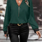 Zip Up Long Sleeve Blouse