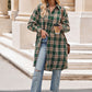 Mandy Plaid Collared Neck Long Sleeve Coat