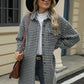 Houndstooth Button Up Dropped Shoulder Coat