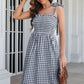 Plaid Frill Trim Tie Shoulder Dress