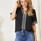 Double Take Embroidered Notched Neck Top