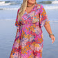 Plus Size Slit Printed Half Sleeve Dress