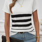 Devine Striped Round Neck Short Sleeve Knit Top