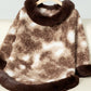 Furry Contrast Three-Quarter Poncho