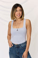 Zenana Square Neck Wide Strap Cropped Cami HGREY