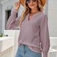 Notched Flounce Sleeve Eyelet Top