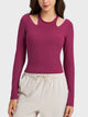 Halter Neck Long Sleeve Sporty Top Hot Pink