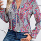 Printed Notched Long Sleeve Shirt