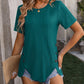 Mandy Decorative Button Round Neck Short Sleeve Blouse