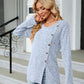 Buttoned Long Sleeve Slit Top