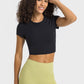 Round Neck Short Sleeve Cropped Sports T-Shirt