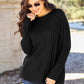 Basic Bae Full Size Ribbed Round Neck Long Sleeve Knit Top