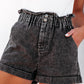 Paperbag Waist Denim Shorts with Pockets