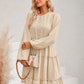 Swiss Dot Lace Trim Balloon Sleeve Dress