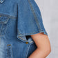 Pocketed Button Up Short Sleeve Denim Top