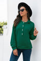 Half-Snap Drawstring Hoodie with Kangaroo Pocket Green