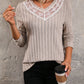 Lace Detail V-Neck Long Sleeve T-Shirt