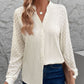 Perfee Textured Notched Long Sleeve Shirt