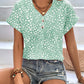 Printed V-Neck Short Sleeve Blouse