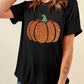 Glitter Pumpkin Round Neck Short Sleeve T-Shirt